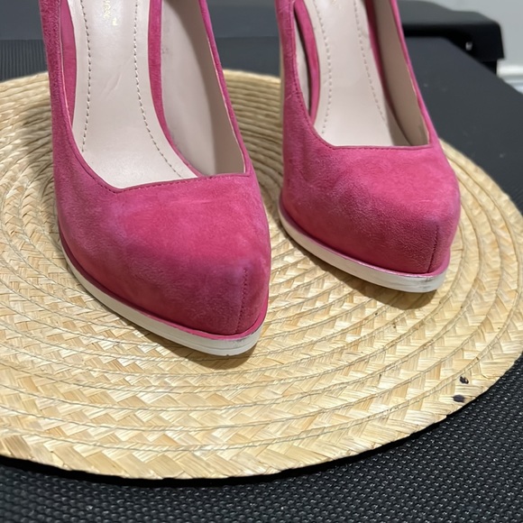BCBGeneration Hi Barbie Pink Leather Suede Platform Pump Heel Size 8.5 - Picture 8 of 15